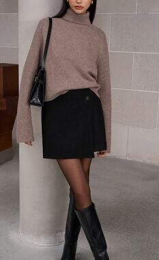 NWT Commense Button Tweed Warm Skirt | Color Black | Size Small